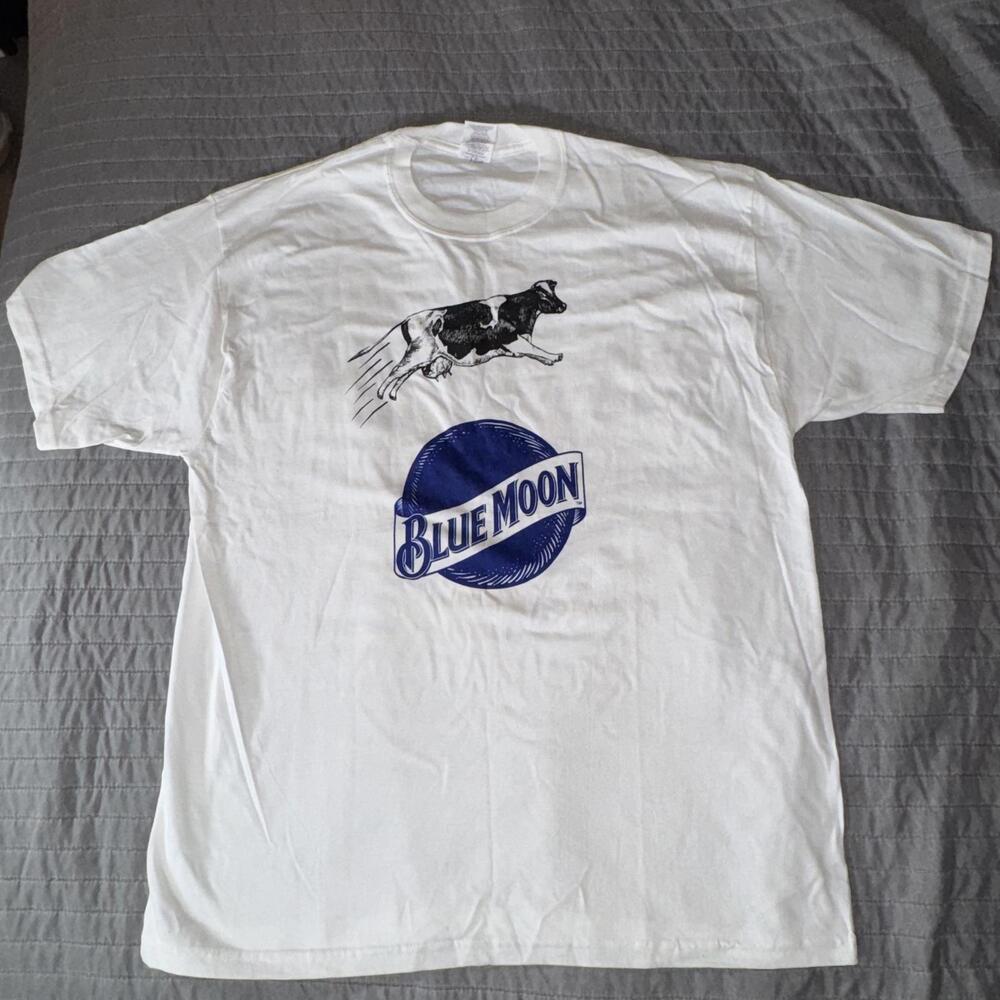 Blue Moon Beer Promotional Tee Cow Jumping Over The Moon Size XL 100% Cotton